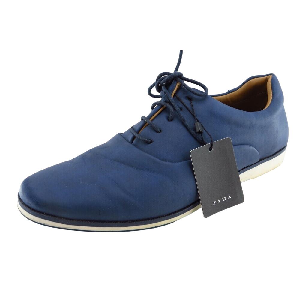 Zara Men 43‎ Oxfords Blue Synthetic Lace Up Sneaker Shoes Men